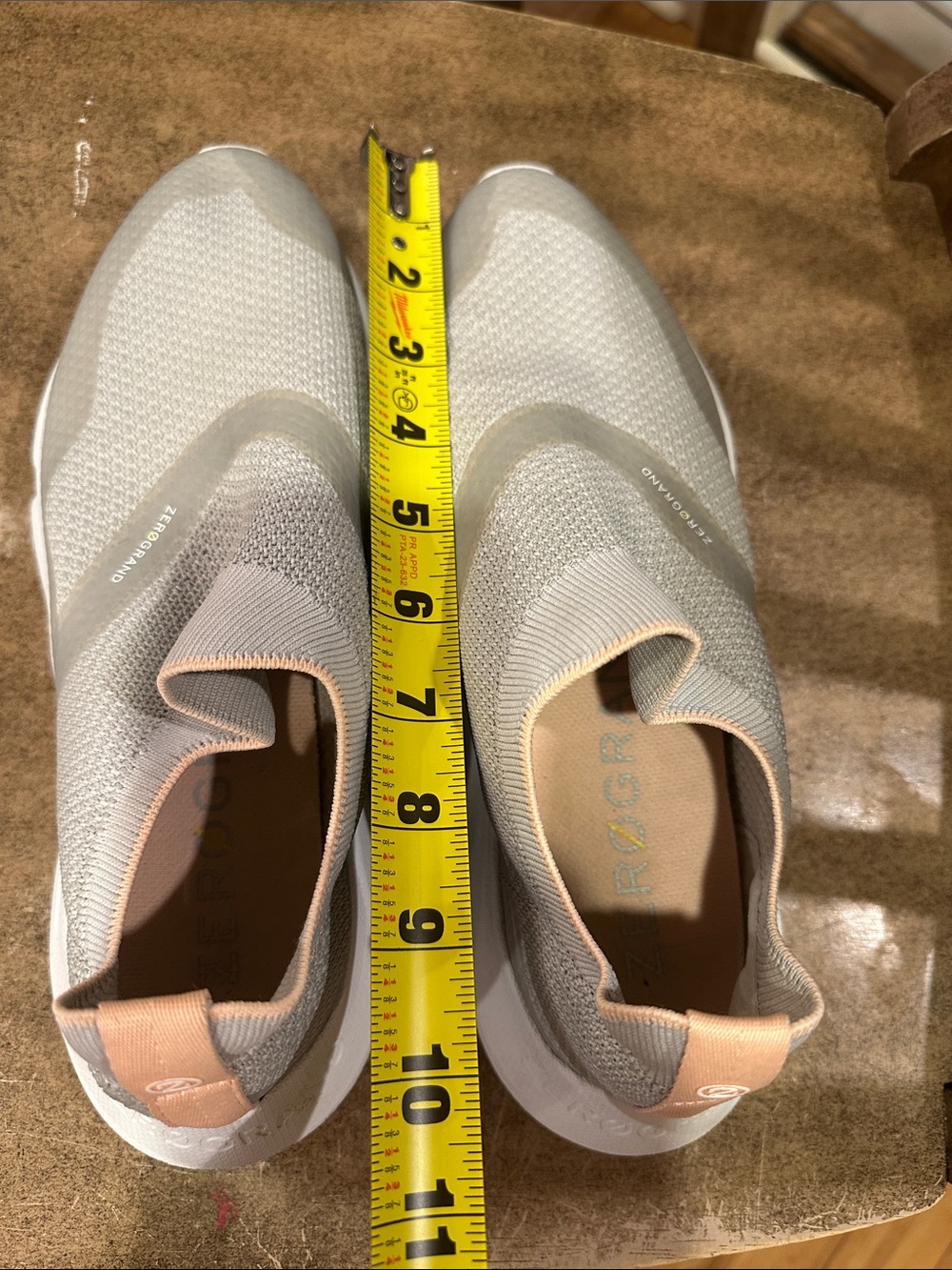 Cole Haan Light Gray Slip-On Knit Sneakers with Blush Accents